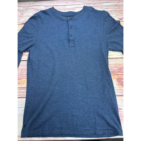 Travis Mathew Mens Blue Striped Henley Shirt Small - Picture 3 of 7